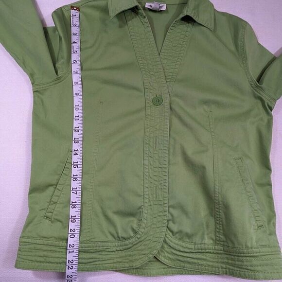 Coldwater Creek Green Shacket Womens Medium Jacket Long Sleeve Button Front - Picture 9 of 13